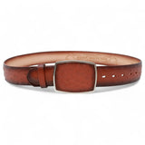 Genuine Ostrich Leather Western Belt Faded Cognac Color - Los Altos Boots - Front View