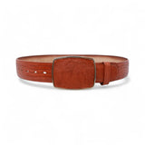 Genuine Teju Lizard Leather Western Belt Cognac Color - Los Altos Boots - Front View