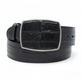 Genuine Eel Cowboy Belt Black Color - Los Altos Boots - Front View 