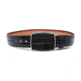 Genuine Eel Cowboy Belt Black Color - Los Altos Boots - Front View 