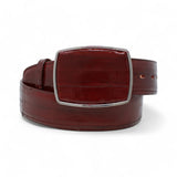 Genuine Eel Cowboy Belt Burguundy Color - Los Altos Boots - Front View