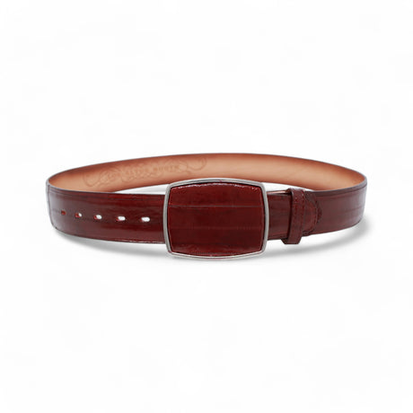 Genuine Eel Cowboy Belt Burguundy Color - Los Altos Boots - Front View