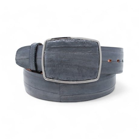 Genuine Eel Cowboy Belt Gray Color - Los Altos Boots - Front View 