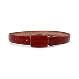 Genuine Eel Cowboy Belt Red Color - Los Altos Boots - Front View 
