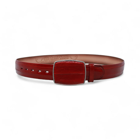Genuine Eel Cowboy Belt Red Color - Los Altos Boots - Front View 