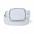 Genuine Eel Cowboy Belt White Color - Los Altos Boots - Front View 