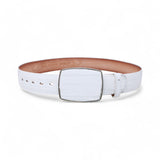 Genuine Eel Cowboy Belt White Color - Los Altos Boots - Front View 