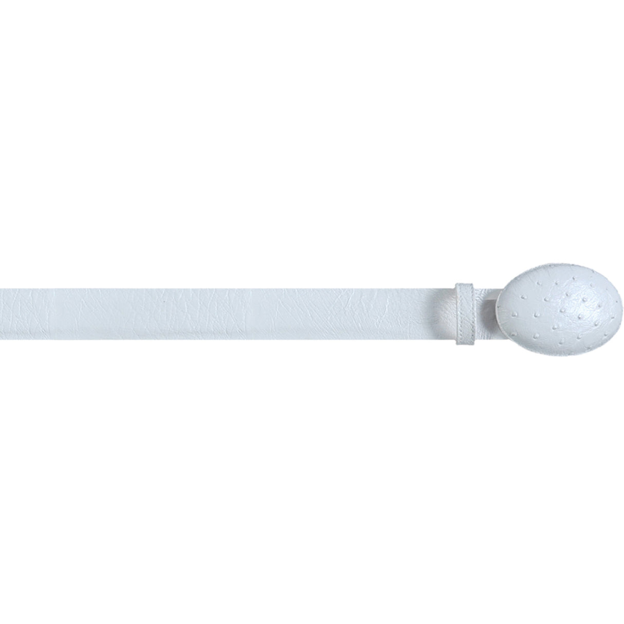 Genuine Smooth Ostrich Cowboy Belt White Color - Los Altos Boots - Front View 