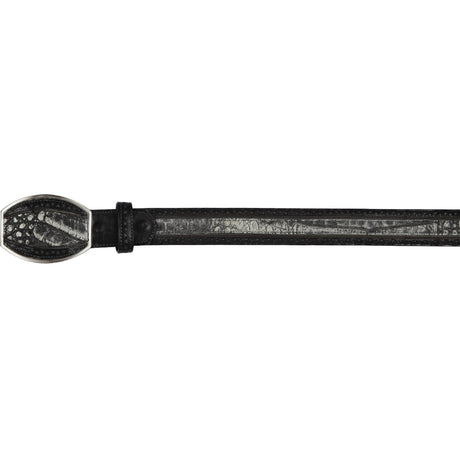 Genuine Crocodile Caiman Belly Casual Belt laser design Sahara Black - Los Altos Boots - Front View