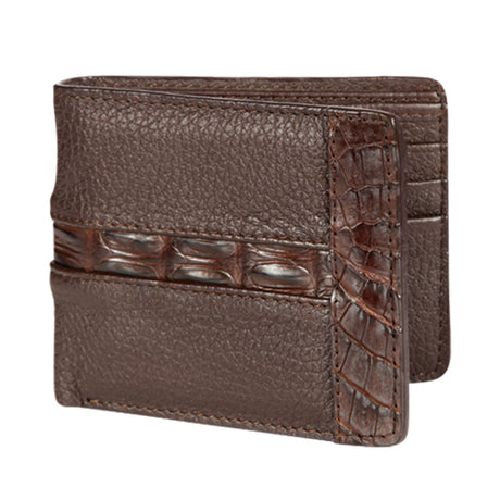 Genuine Leather and Caiman Skin Wallet, Brown Color - Los Altos Boots