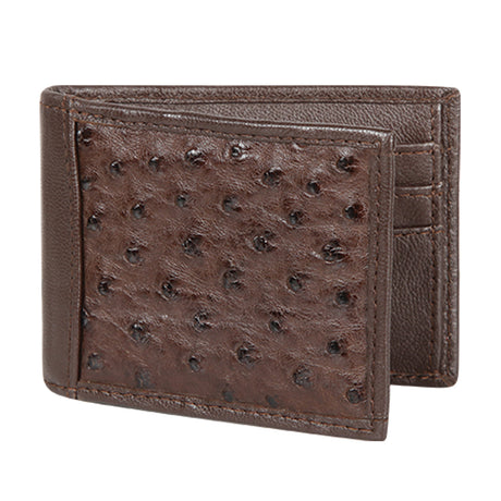 Genuine Leather and Ostrich Wallet Brown Color - Los Altos Boots 
