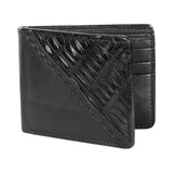 Genuine Leather and Caiman Skin Wallet, Black Color - Los Altos Boots