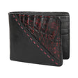 Genuine Leather and Caiman Skin Wallet, Black Cherry Color - Los Altos Boots