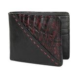 Genuine Leather and Caiman Skin Wallet, Black Cherry Color - Los Altos Boots