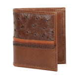 Genuine Leather and Ostrich Skin Wallet, Brown Color - Los Altos Boots
