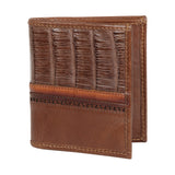 Genuine Leather and Caiman Skin Wallet, Brown Color - Los Altos Boots