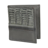 Genuine Leather and Caiman Skin Wallet, Gray Color - Los Altos Boots