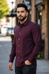 Elegant Long-Sleeve Men's Shirt with Buttons and Subtle Sparkle – Contti