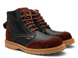 Bota de Trabajo para Hombre Punta Redonda de Piel Genuina Color Negro con Suela de Hule Resistente a Aceite y Acido – Hooch Boots H60205