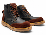 Bota de Trabajo para Hombre Punta Redonda de Piel Genuina Color Negro con Suela de Hule Resistente a Aceite y Acido – Hooch Boots H60205