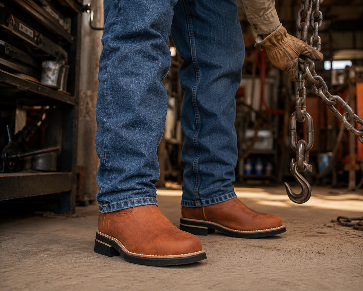 Bota de Trabajo para Hombre de Piel Graso Suela de Hule