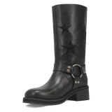 Botas Blacklist de Piel Original Punta Redonda Para Dama Color Negro - Dingo