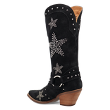 Women's Lucky Stars Suede Leather Boot Black Color - Dingo