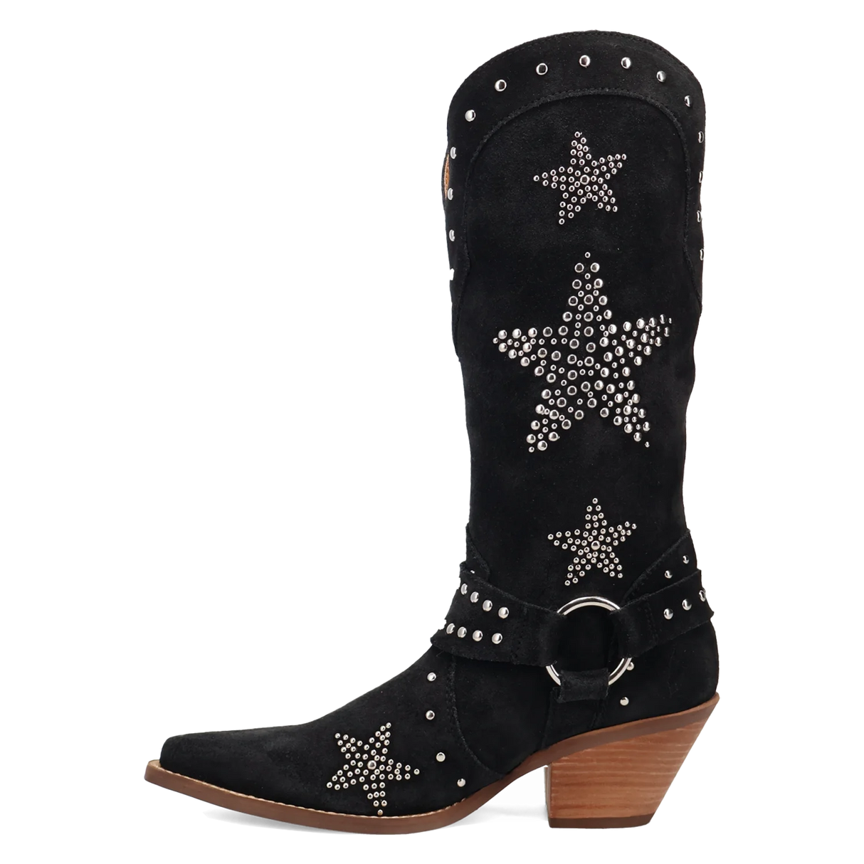 Women's Lucky Stars Suede Leather Boot Black Color - Dingo
