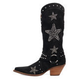 Women's Lucky Stars Suede Leather Boot Black Color - Dingo