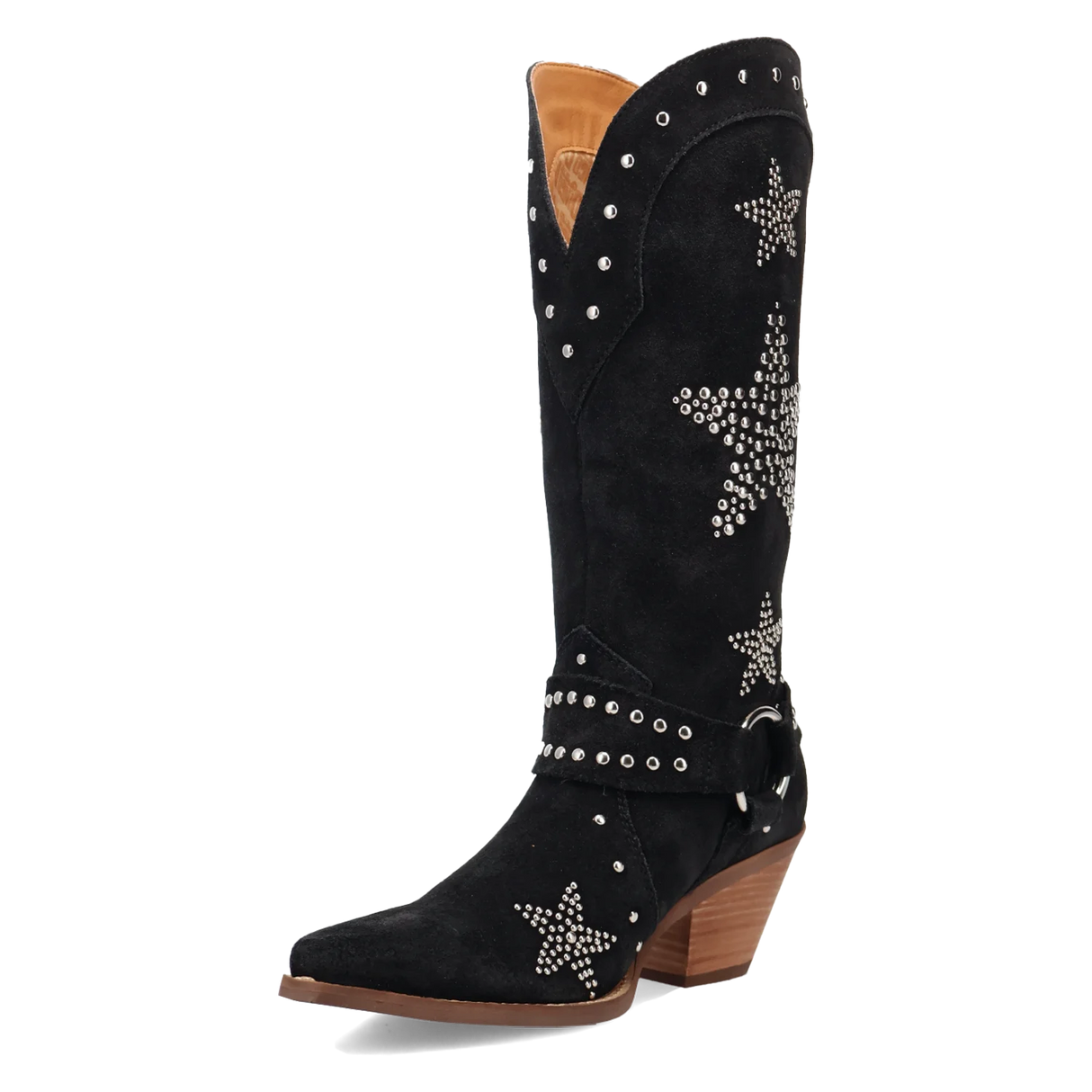 Women's Lucky Stars Suede Leather Boot Black Color - Dingo