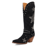 Women's Lucky Stars Suede Leather Boot Black Color - Dingo