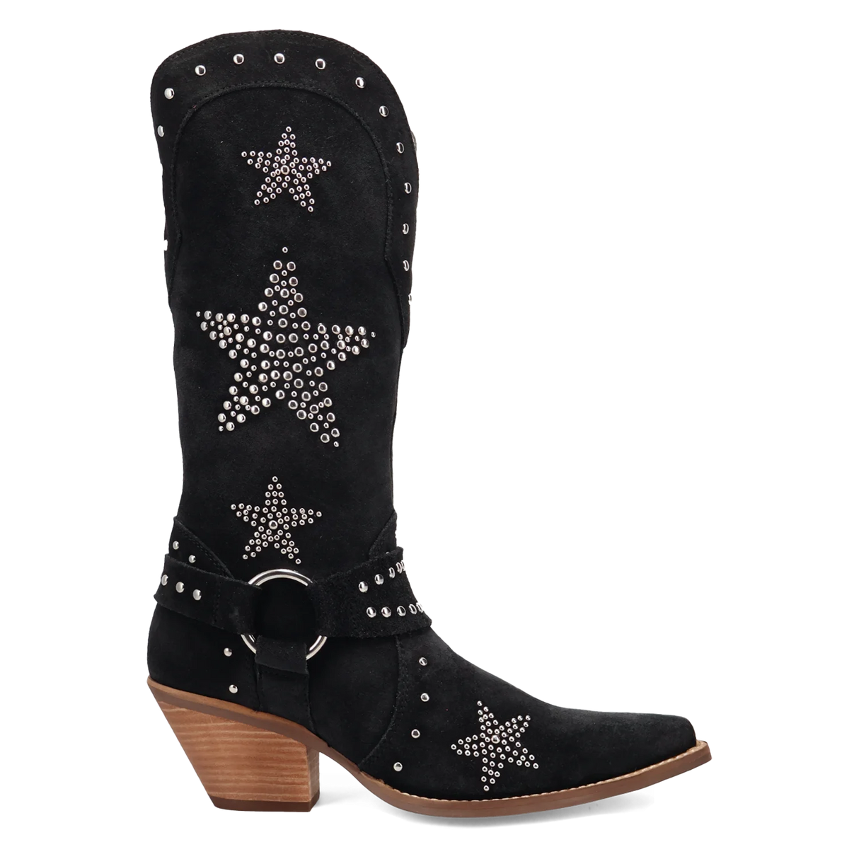 Women's Lucky Stars Suede Leather Boot Black Color - Dingo