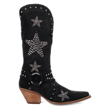 Women's Lucky Stars Suede Leather Boot Black Color - Dingo