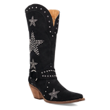 Women's Lucky Stars Suede Leather Boot Black Color - Dingo