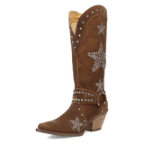 Women's Lucky Stars Suede Leather Boot Brown Color - Dingo