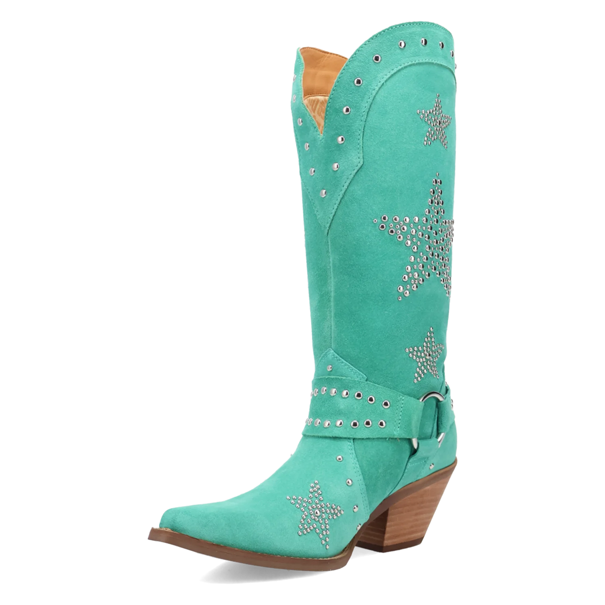 Women's Lucky Stars Suede Leather Boot Green Color - Dingo