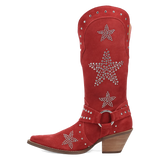 Women's Lucky Stars Suede Leather Boot Red Color - Dingo