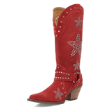 Women's Lucky Stars Suede Leather Boot Red Color - Dingo