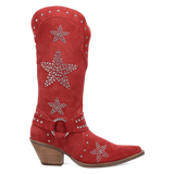 Women's Lucky Stars Suede Leather Boot Red Color - Dingo