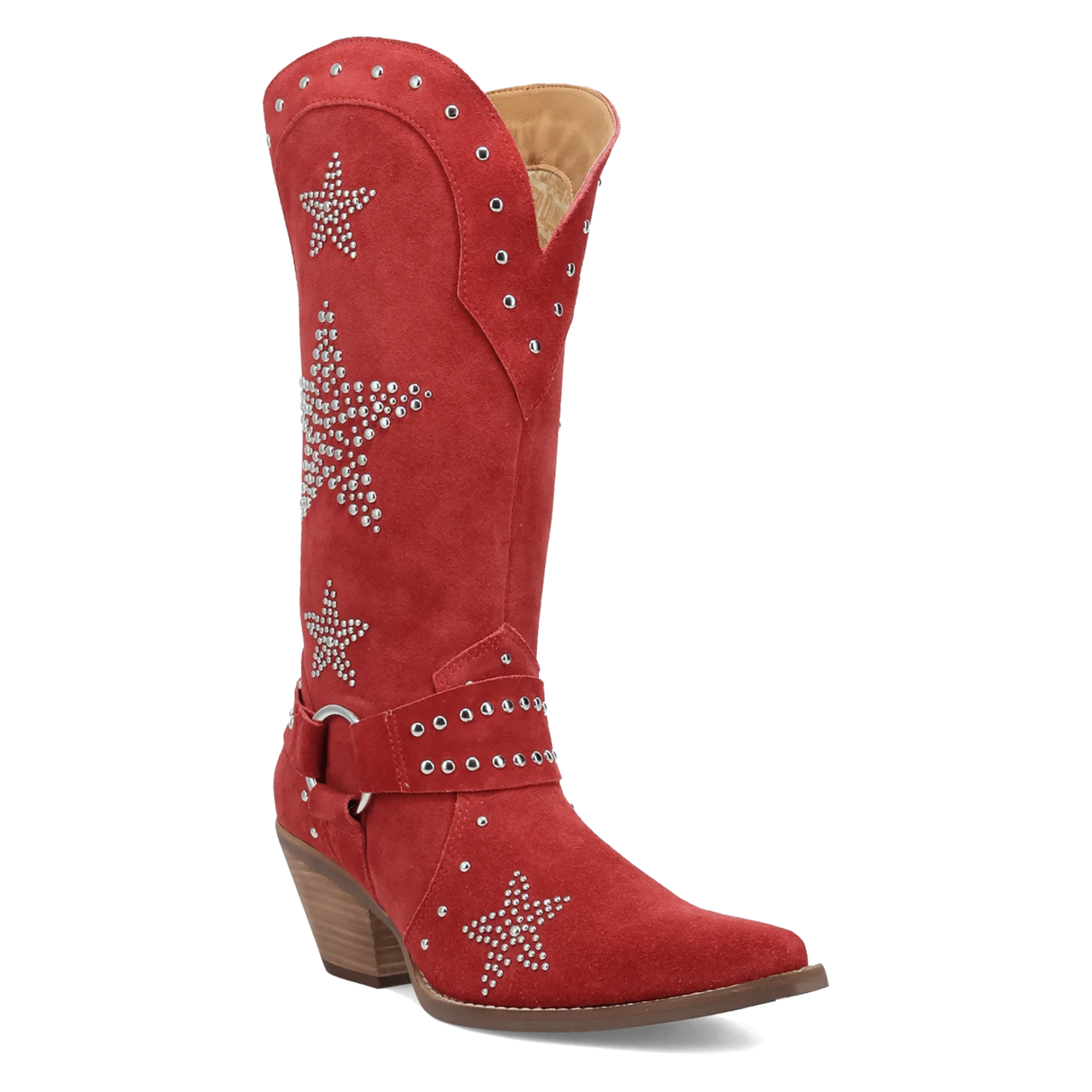 Women's Lucky Stars Suede Leather Boot Red Color - Dingo