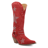 Women's Lucky Stars Suede Leather Boot Red Color - Dingo