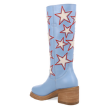 Women's American Dream Leather Round Toe Boots Blue Color - Dingo