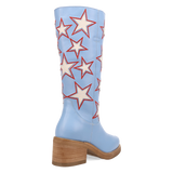 Women's American Dream Leather Round Toe Boots Blue Color - Dingo