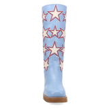 Women's American Dream Leather Round Toe Boots Blue Color - Dingo