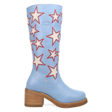 Women's American Dream Leather Round Toe Boots Blue Color - Dingo