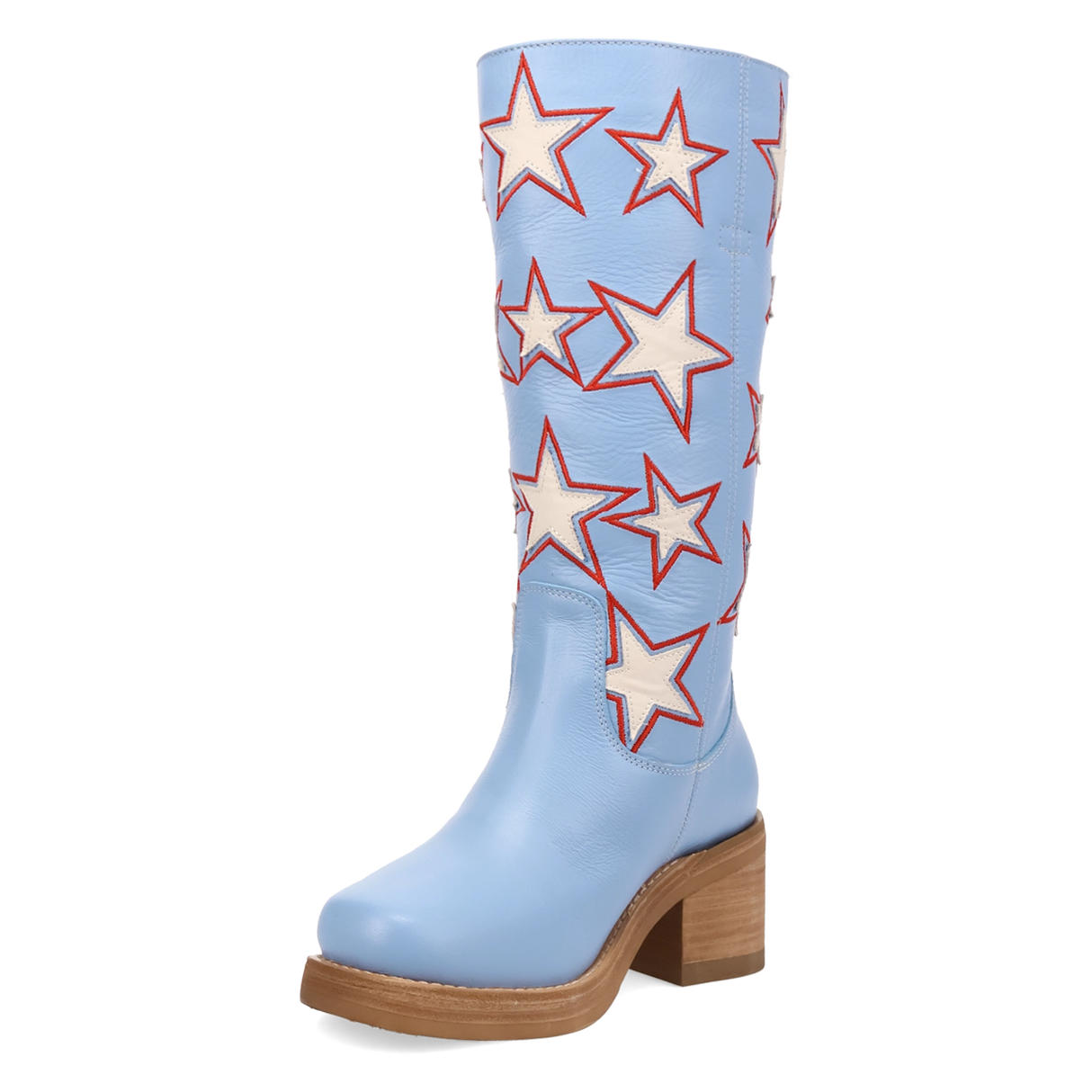 Women's American Dream Leather Round Toe Boots Blue Color - Dingo