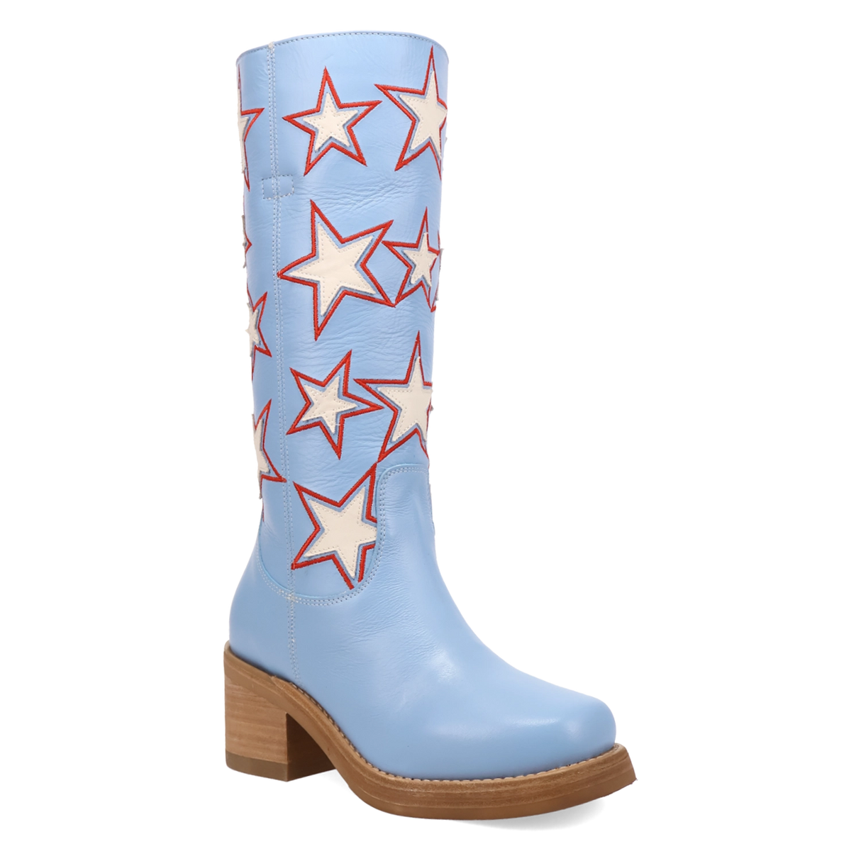 Women's American Dream Leather Round Toe Boots Blue Color - Dingo