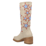 Women's American Dream Leather Round Toe Boots Cream Color - Dingo