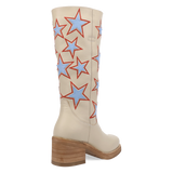 Women's American Dream Leather Round Toe Boots Cream Color - Dingo