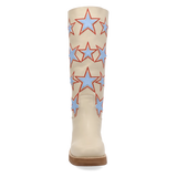 Women's American Dream Leather Round Toe Boots Cream Color - Dingo